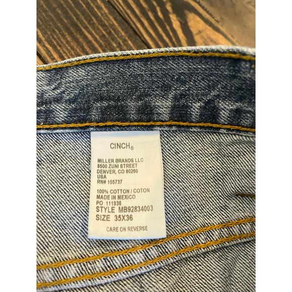 Cinch White Label Jeans Men 35x36 Cowboy Western Work Wear Aztec Fringe Starched - Picture 2 of 11